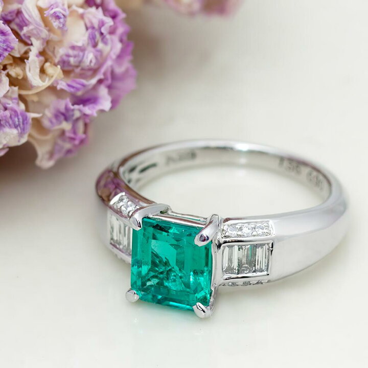 楽天市場】限定1点 PT エメラルド1.36ct リング 指輪 ダイヤモンド 0.3 
