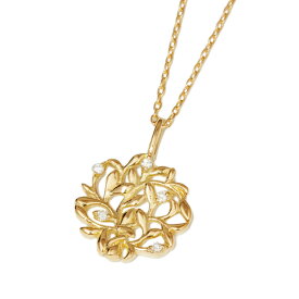 【Green Leaf】 K10 K18 ミニ オーブネックレス Aube mini オーブ ダイヤモンド 0.03ct ネックレス リーフシリーズ 透かし リーフ 葉っぱ 植物 ボタニカル 10金 18金 ゴールド 地金 金 YG WG PG