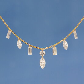 【ALTRO アルトロ】 Lior リオール K18 ラボグロウンダイヤモンド ファンシーシェイプ シャンデリア ネックレス 1.0ct マーキス バゲット ラインデザイン レーザーホール 合成ダイヤモンド ラウンドカット フレームレス 穴あき ジュエリー 記念日 アニバーサリー 送料無料