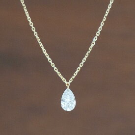 【ALTRO アルトロ】Liorリオール ラボグロウンダイヤモンド K10 ペアシェイプ 0.3ct ネックレス レーザーホール 一粒ダイヤ 合成ダイヤモンド フレームレス 穴あき 10金 イエローゴールド K10YG ジュエリー 送料無料