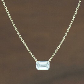 【ALTRO アルトロ】Liorリオール ラボグロウンダイヤモンド K18 K10 エメラルドカット 0.5ct ネックレス 両引き レーザーホール 一粒ダイヤ 合成ダイヤモンド フレームレス 穴あき 18金 10金 イエローゴールド K18YG ジュエリー 送料無料