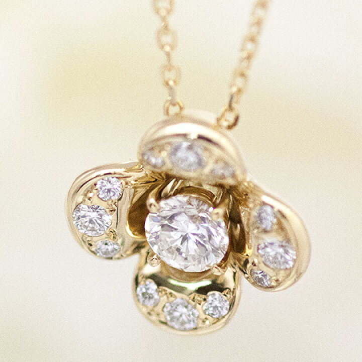 楽天市場】限定品 0.3ct フラワー モチーフ ダイヤモンドネックレス 