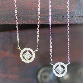 在庫処分 大特価 価格据え置き プリンセスカット ダイヤモンド ネックレス ヘイロー プリンセス ｜ システィーナ リリコ 大人 女性 地金 シンプル 天然石 結婚 結婚式 ウェディング プレゼント 贈り物 【あす楽】おすすめギフト プラチナ 金 イエロー ピンク ホワイト