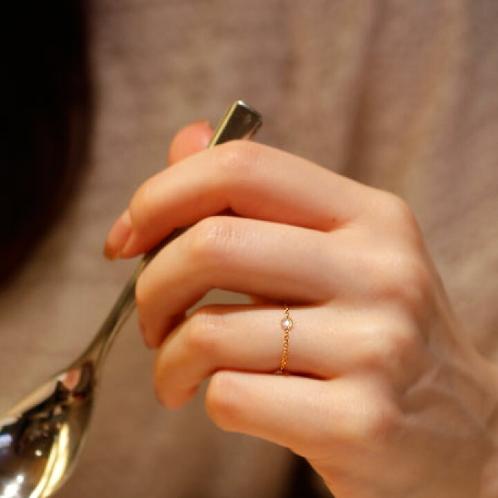 楽天市場】ローズカット ダイヤモンド K18 チェーンリング 0.08ct 一粒 