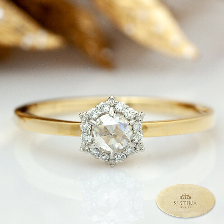 楽天市場】Pt/K18 ローズカットダイヤモンドリング Stella ステラ 0.25  