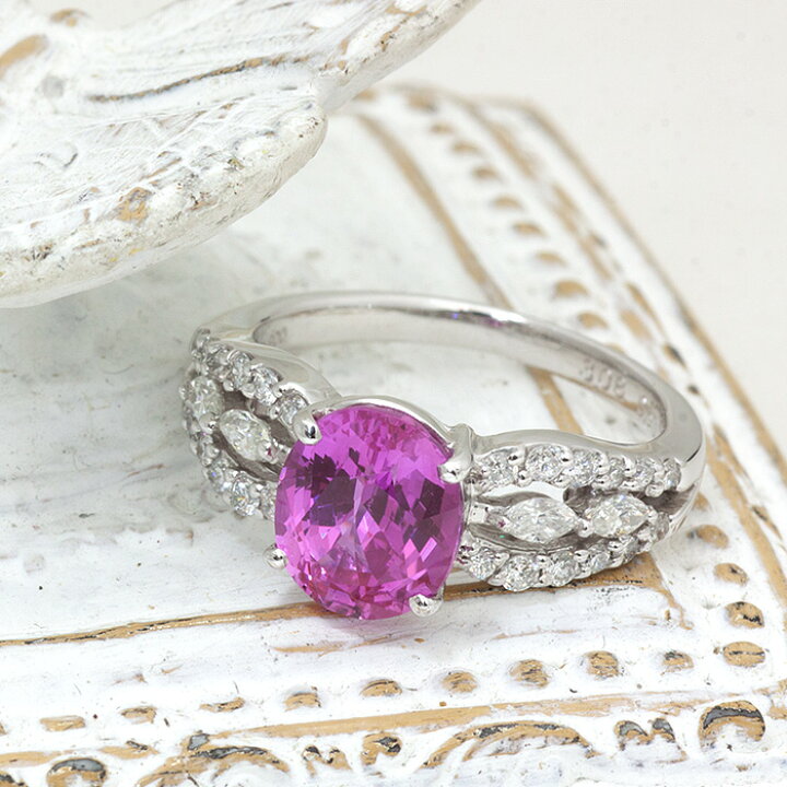 楽天市場】限定1点 PT ピンクサファイア 3.08ct リング 指輪 