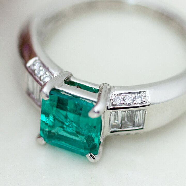 楽天市場】限定1点 PT エメラルド1.36ct リング 指輪 ダイヤモンド 0.3