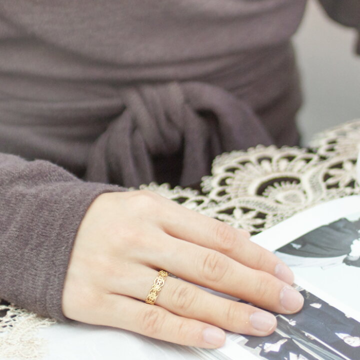 楽天市場】K18 K10 透かし レース リング Crochet クロシェ 地金リング  