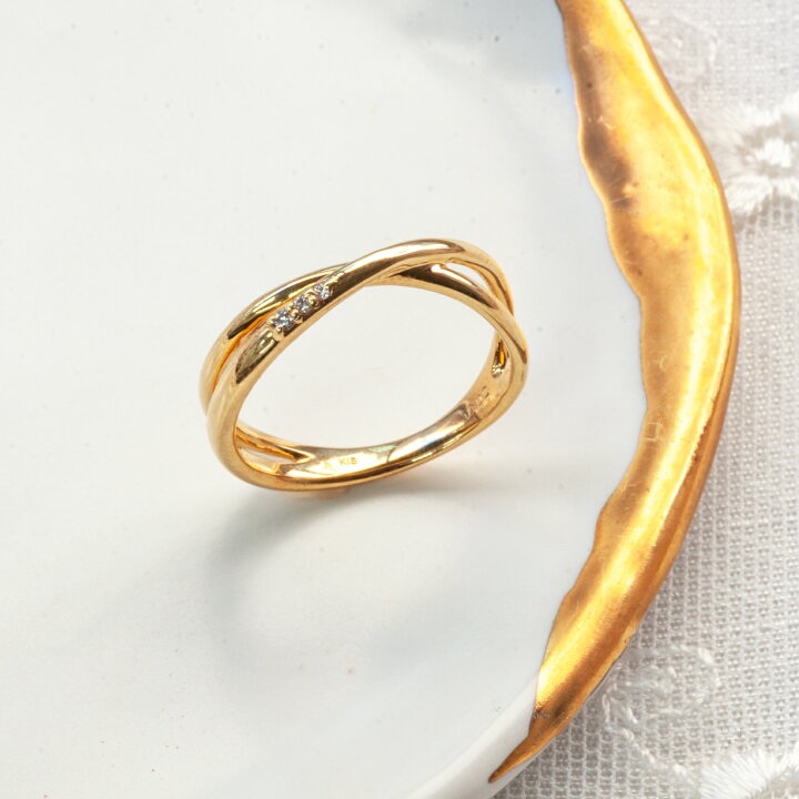 楽天市場】指輪 リング ゴールド クロスリング 0.02ct ダイヤモンド  