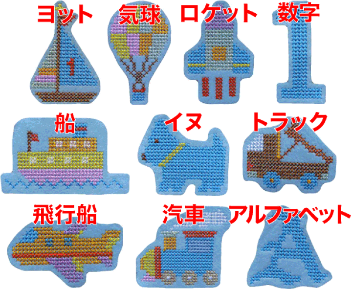 楽天市場 クロスステッチワッペン ネコポスok アイロン接着 数字 アップリケ 文字 手刺繍風 アルファベット 入園入学 乗り物 動物 刺繍家族