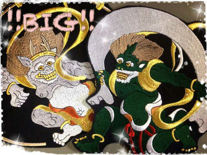 楽天市場】特大風神雷神ワッペンセット BIG 風神 雷神 ワッペン 刺繍 