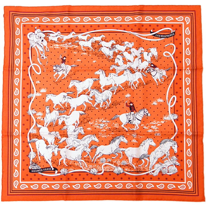 楽天市場】エルメス HERMES シルクバンダナ55/カレ55 野生馬 バンダナ 