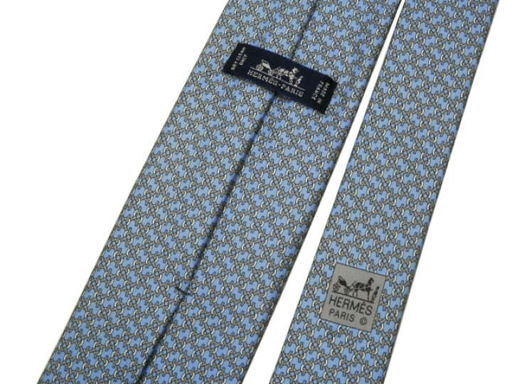 楽天市場】エルメス HERMES ネクタイ ライトブルー/グレー 新品同様 