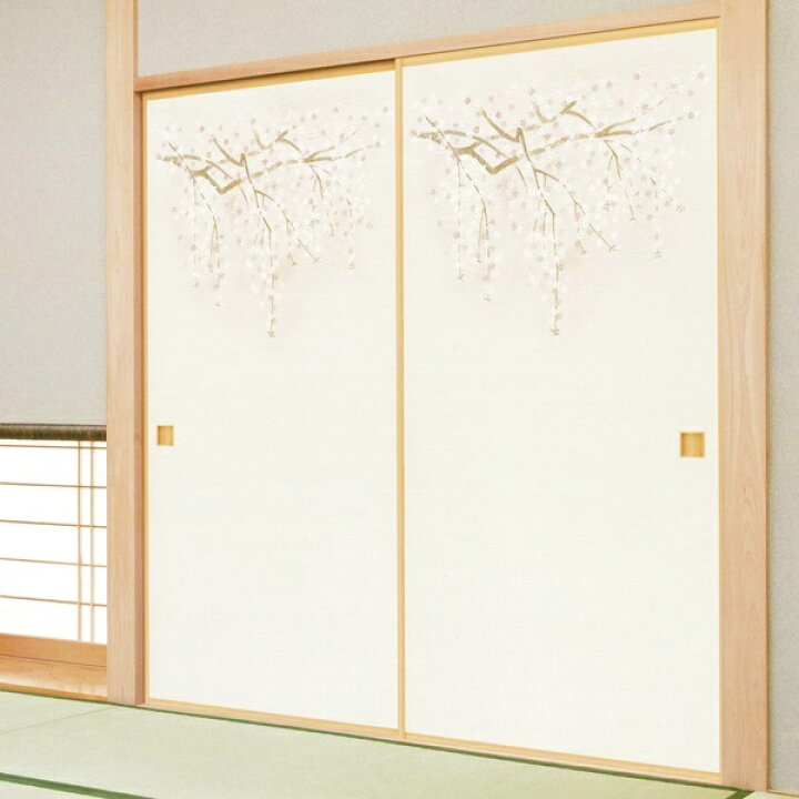 楽天市場 ふすま紙 枝垂れ桜 １枚柄 襖紙 襖 ふすま 織物 糸入り 張替 通販 こだわりの室内装飾専門店しつらい