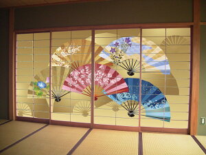 デザイン障子紙 扇子 (しょうじ紙/カラー/豪華/柄/幸運/和風/和柄/オシャレ/張替/張り替え)