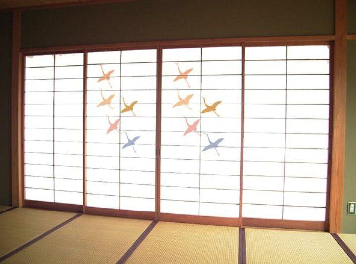 楽天市場 おしゃれ デザイン障子紙 みやび 鶴 障子 しょうじ紙 カラー 柄 模様 モダン オシャレ 張替 通販 こだわりの室内装飾専門店しつらい