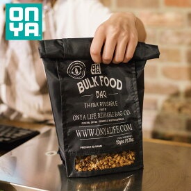 【50％OFF／SALE】ONYA オンヤ 保存袋 計り売り Bulk Food Bag M（ バルク フードバッグ 食品 量り売り 袋 バッグ 食品袋 エコ 持ち帰り袋 ごみゼロ BPAフリー 安全 透明窓付き 面ファスナー マチ付き 折りたたみ 脱プラ ）