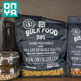 【50％OFF／SALE】ONYA オンヤ 保存袋 計り売り Bulk Food Bag L（ バルク フードバッグ 食品 量り売り 袋 バッグ 食品袋 エコ 持ち帰り袋 ごみゼロ BPAフリー 安全 透明窓付き 面ファスナー マチ付き 折りたたみ 脱プラ ）