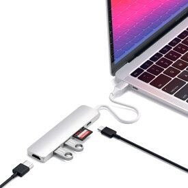Satechi スリム V2 マルチ USB-Cハブ 6in1 USB-C PD(60W), 4K HDMI(60Hz), Micro/SDカードスロット, USB-A (MacBook Pro/Air2018以降/M1/M2, iPad Pro など対応)