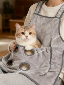 愛猫の爪切りや耳かきなどお手入れがより簡単に！小/中型犬猫抱っこ用エプロン 抱っこキャリー 前掛け 猫抱っこ紐 猫寝袋 カンガルーポ