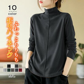 『1点999円！2点購入＆クーポン利用で』 カットソー トップス インナー わもちもち 蓄熱 起毛 長袖 ハイネック 無地 暖かい 防寒 ロンT レディース ベーシック 定番 厚手 微起毛 袖長め ロング 暖かい あたたかい ロングスリーブ オシャレ こなれ 大きいサイズ ゆったり