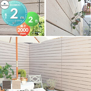 【無料★特典対象】 【セット商品】フェンス 目隠し ECOMOC FENCE(エコモックフェンス) モクメ よこ貼り 約2M(1スパン分) 本体・柱・部品 組立て部材セット H2000mm×L2000mm用 人工ウッド 人工木材