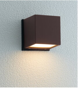 【無料★特典対象】 ユニソンunison エクステリア 屋外 照明 ライト 12V照明 表札灯 エコルトウォールライト キューブライト ラスティブラウン EA0101752 エコルトウォールライト