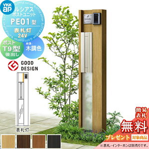 【当店厳選商品ポイントUP中】【無料★特典対象】 ルシアスポストユニット PE01型 表札灯タイプ(24V) 本体 木調色 ポスト T9型(後出し) YKK YKKap 門柱 ポスト 一体 おしゃれ ルシアス 機能門柱 機