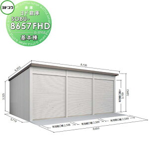 【10/25ポイントUP中】【無料★特典対象】 ヨドコウ 淀川製鋼 ヨド倉庫 ベタ基礎仕様 積雪型 基本棟 SOBU-8657FHD 倉庫 車庫 収納 格納 屋外 耐久性 シャッター