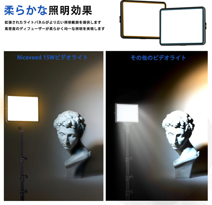 楽天市場】NiceVeedi 2パック撮影用ライト LEDビデオライト 写真 