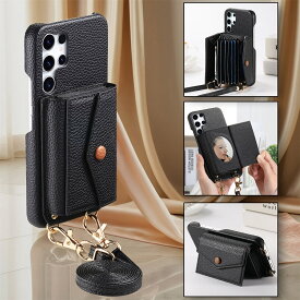 galaxy s25 ケース s25ultra s25plus galaxy s24ultra ケース s23 s23plus galaxy s22 ultra ケース ワイヤレス充電 galaxys22 s22plus Galaxy S21FE Galaxy S21 S21Plus S21Ultra ショルダー 耐衝撃ミラー付き レザー 韓国 おしゃれケース リング カード収納 スタンド機能