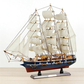 地中海風式帆船 帆船模型 木製帆船模型 順風満帆 置物 木製工芸品 装飾贈答品 家装オフィス置物 工芸船 手工芸品 長さ：50cm 幅：9cm 高さ：45cm