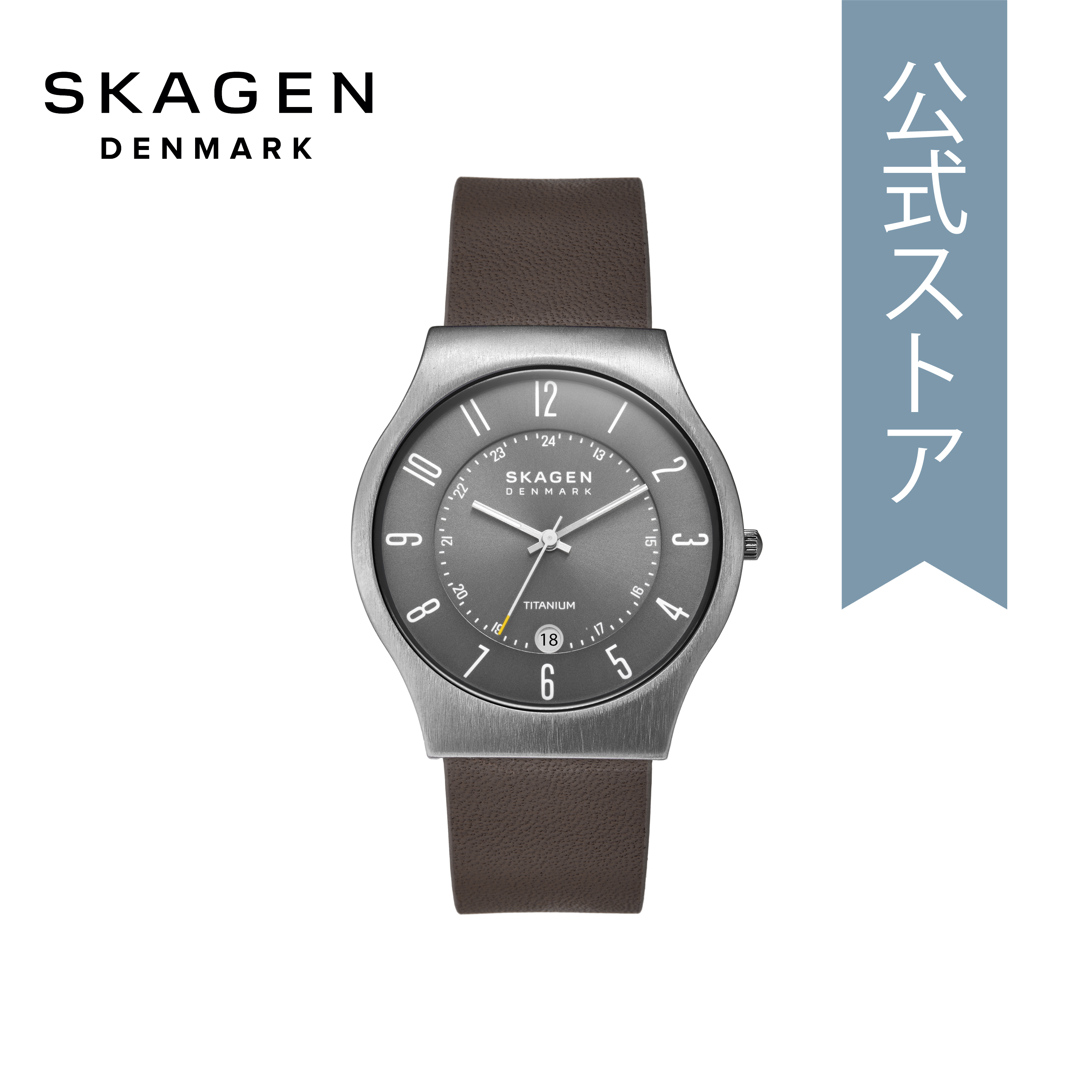 SKAGEN スカーゲン メンズ レザー アナログ腕時計-