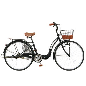 Passepied シティサイクル 折りたたみ自転車 26インチ 折り畳み ママチャリ シティバイク 籐風バスケット カゴ サークル錠 LEDライト プレゼント メーカー保証あり TS26