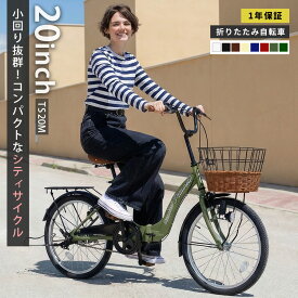 Passepied シティサイクル 折りたたみ自転車 20インチ 折り畳み ママチャリ シティバイク 籐風バスケット カゴ サークル錠 ライト 付き プレゼント メーカー1年保証あり TS20m