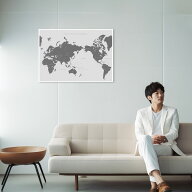 世界地図 A2サイズ アートポスター世界地図 国名 首都 日本語と英語表記 楽天 グレイ