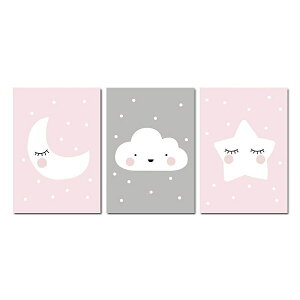 アートポスターフレーム付・北欧 おやすみシリーズ3枚セット 雲・星・月 A4 A3 A2