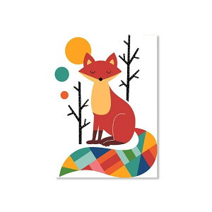 アートポスター フレーム付・アートパネル額付 動物イラストシリーズ キツネ デザインNO-1 A4 A3 A2