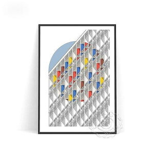 アートポスター フレーム付・アートパネル額付 抽象画シリーズ ル・コルビュジエ デザインNO-I A4 A3 A2