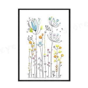 アートポスター フレーム付・アートパネル額付 抽象画シリーズ 植物 ボタニカル デザインNO-1 A4 A3 A2