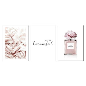 アートポスターフレーム付・北欧 香水と花シリーズ 3枚セット A4 A3 A2