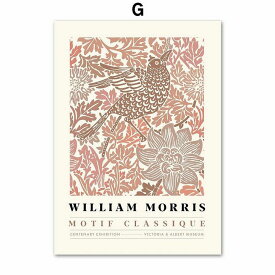 直ぐ飾れるフレーム（額）付きアート アートパネル アートポスター ウィリアムモリス ボタニカル シリーズ デザインNO-G Col 白 ピンク 茶色 黒