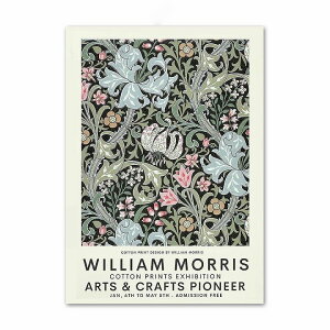アートポスター フレーム付・アートパネル ウィリアムモリス ポスター ボタニカル シリーズ デザインNO-6 Col 白 黒 赤 緑 黄色 青