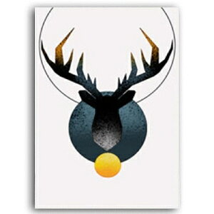 A2 A3 フレーム付 アートパネル アートポスター 北欧 幾何学模と鹿シリーズ Cタイプ