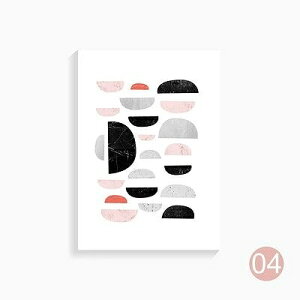 アートポスター フレーム付・アートパネル額付 北欧 幾何学抽象画と鹿シリーズ ピンクとグレー タイプ4 A4 A3 A2