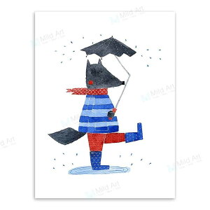 アートポスター フレーム付・アートパネル額付 北欧 可愛い動物シリーズ オオカミ A4 A3 A2