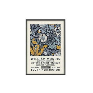 アートポスター フレーム付・アートパネル額付 モダンデザインシリーズ ウィリアムモリス ポスター ボタニカル デザインNO-2 Col 黒 黄 紫