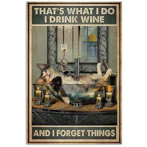 アートポスター フレーム付おしゃれ アートパネル 絵画 壁 絵 ヴィンテージイラストシリーズ 猫 ワイン お風呂 デザインNO-20