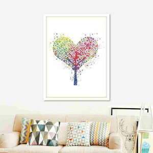 A2 A3 フレーム付 アートパネル アートポスター 額付き ハートツリー 北欧デザイン