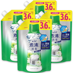 ケース販売 レノア 超消臭 煮沸レベル消臭 抗菌ビーズ ウォータリーグリーン 詰め替え 大容量 1,500mLx4袋 愛知北倉庫
